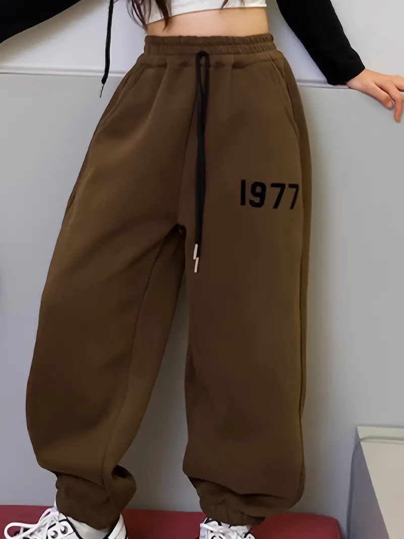 Brown Vintage Baggy Pants Women Winter Fleece Jogging Harajuku Hip Hop  Black Sweatpants Streetwear Loose Trousers Korean -  Denmark