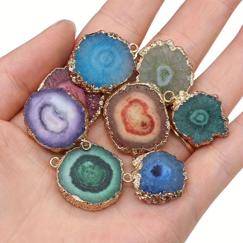 5pcs Agate Irregular Round Gemstone Pendant for DIY Necklace Bracelet
