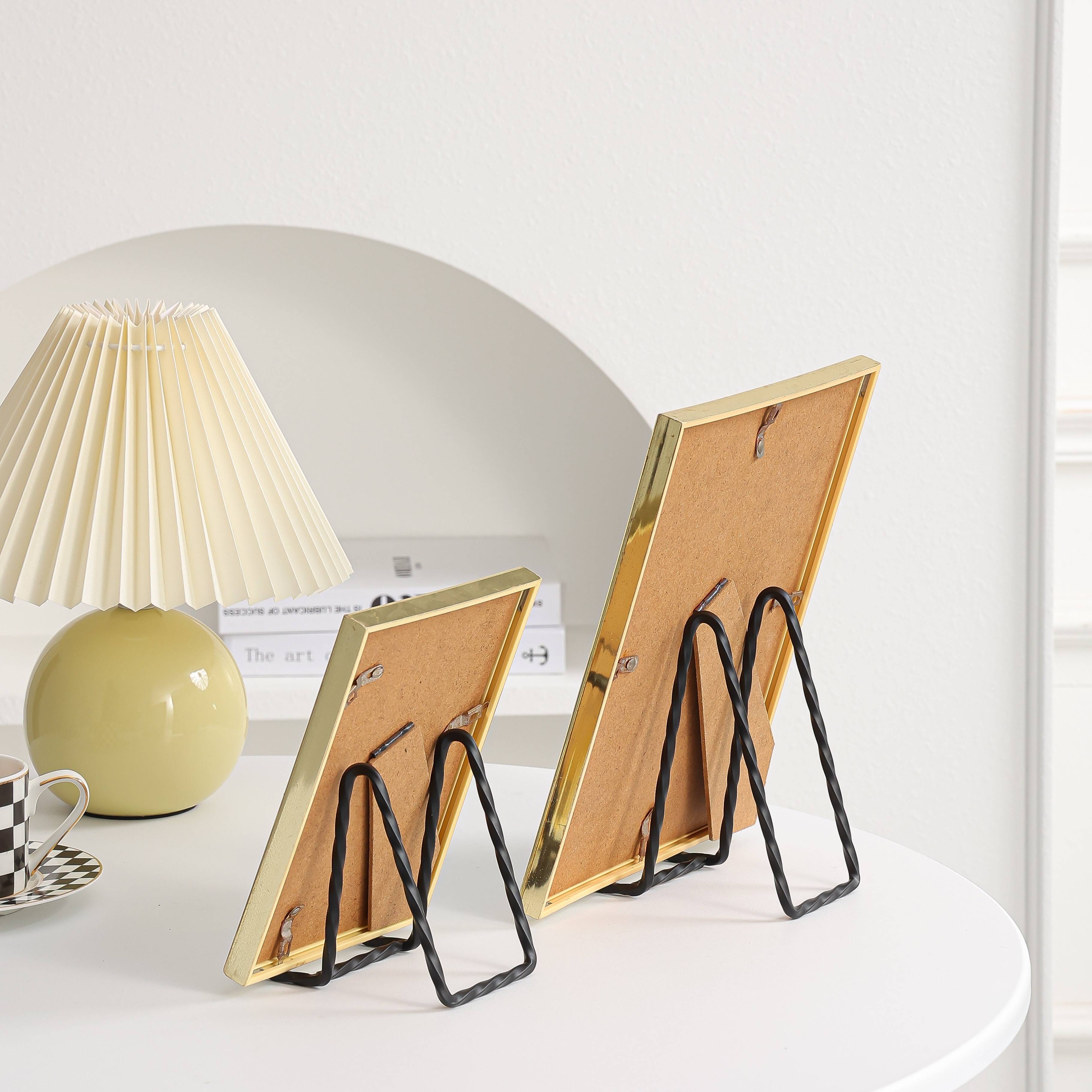 2 Pack 6 inch Decorative Plate Stands holder for display - Gold Metal  Picture Stands for Display on Table Top -Trendy & Sturdy Picture Frame  Stand for
