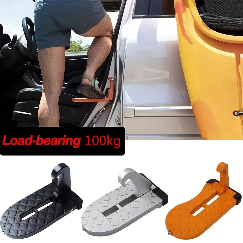 Lonimia Pedal plegable para puerta de coche, pedal plegable para coche,  reposapiés para vehículo con martillo de seguridad y 2 ganchos de plástico