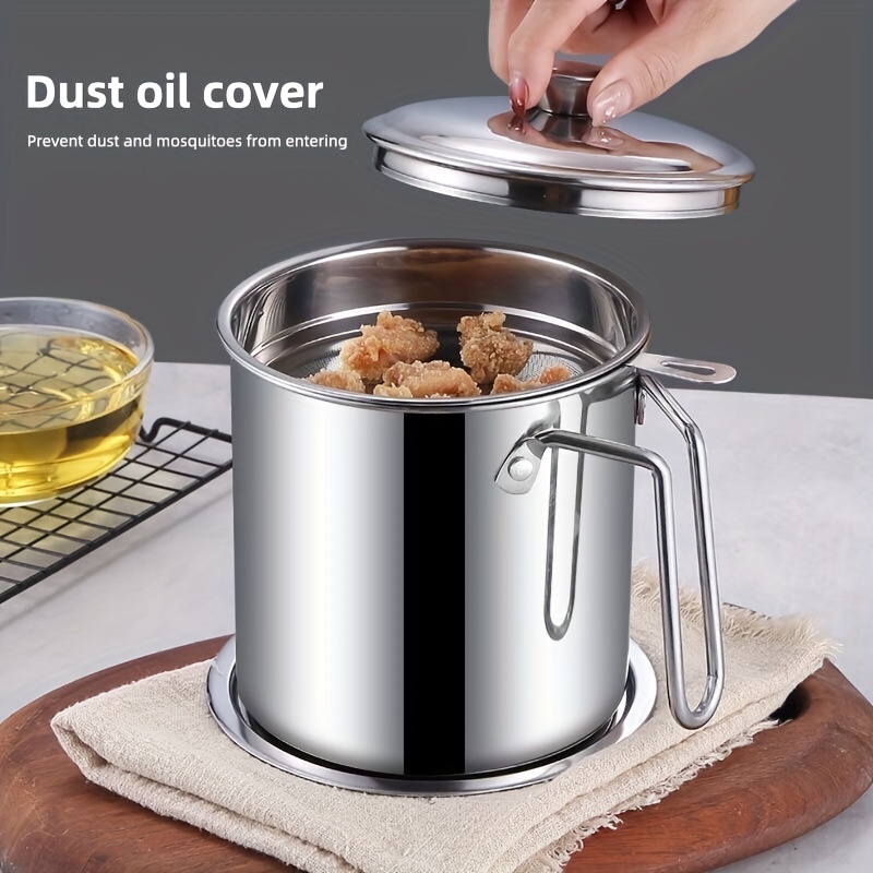 Grease Container With Strainer, 3l Stainless Steel Cooking Oil