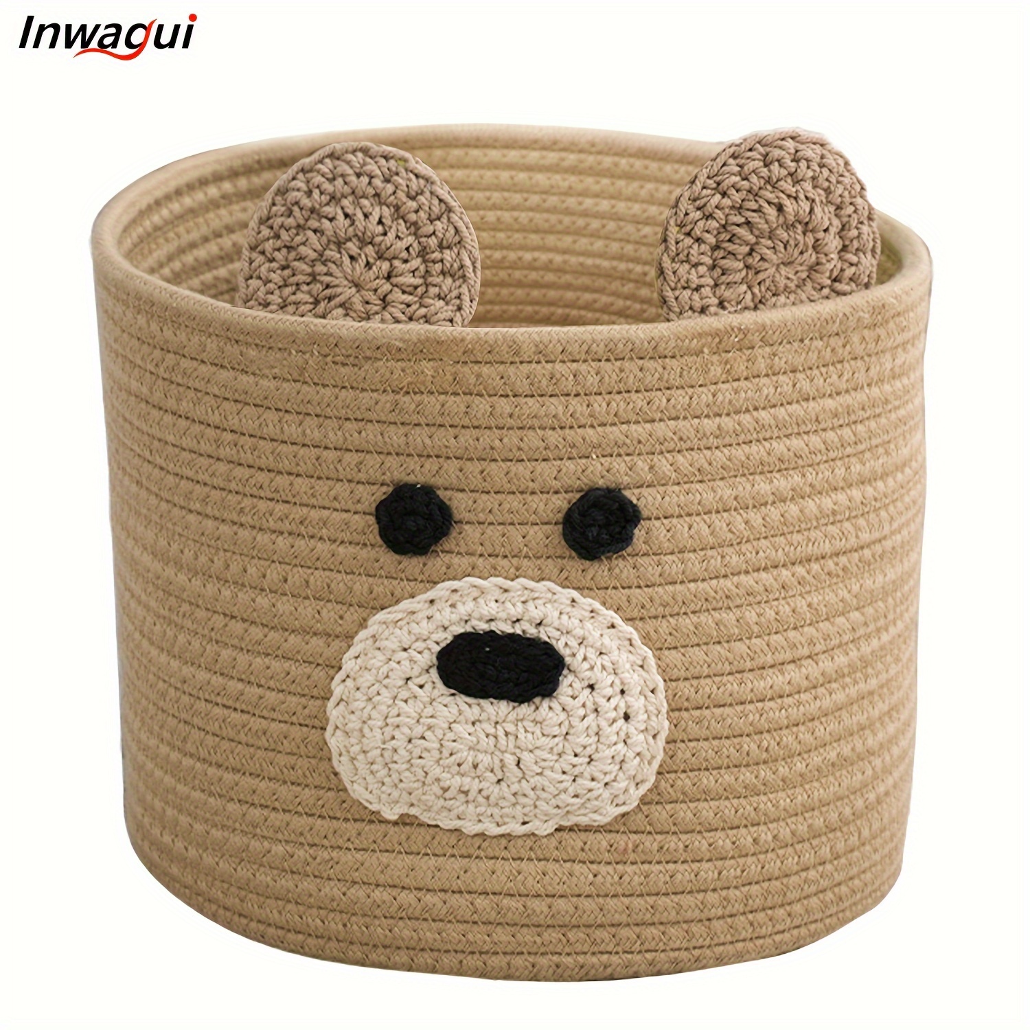 Little Bear Cartoon Round Small Basket Rope Woven Baskets - Temu