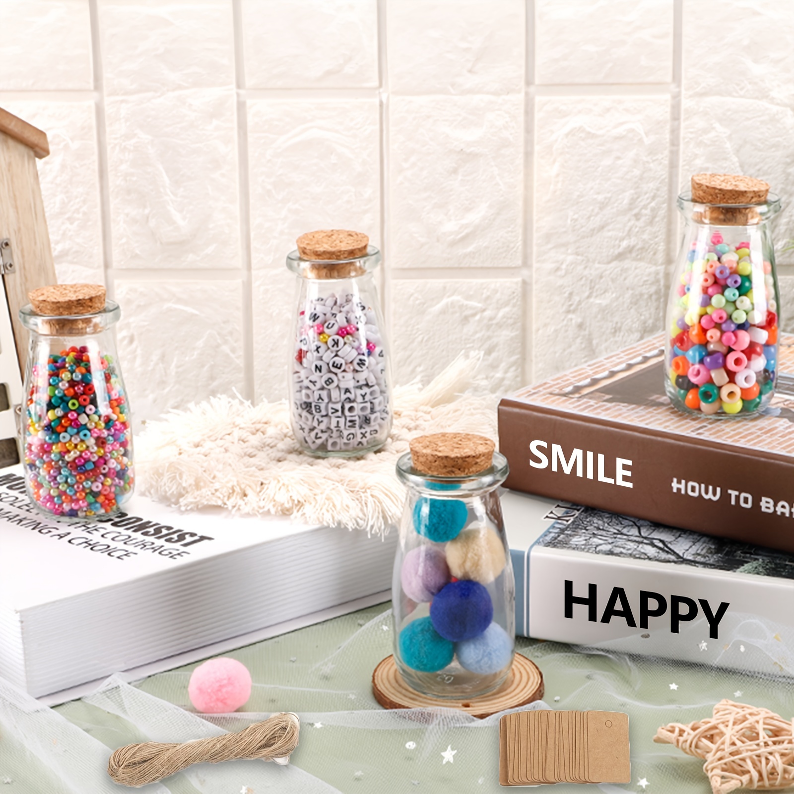 Clear Glass Jars With Cork Stoppers - Perfect For Weddings, Birthdays, And  Holiday Decorations - Includes Labels And Stickers - Temu