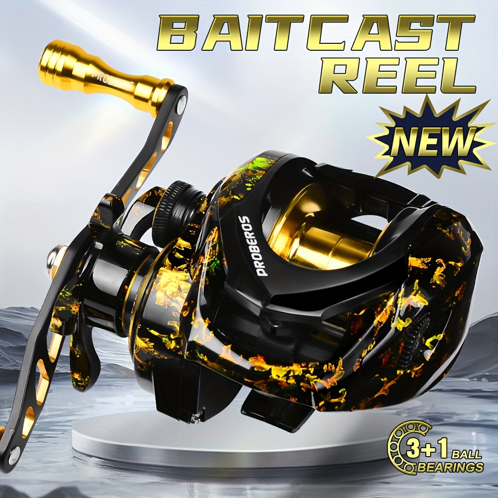 PROBEROS Baitcast Reel, 7.2:1 Gear Ratio Fishing Reel, Metal Spool 17.64LB  Max Drag Bait Casting Wheel Magnetic Brake System Fishing Reel