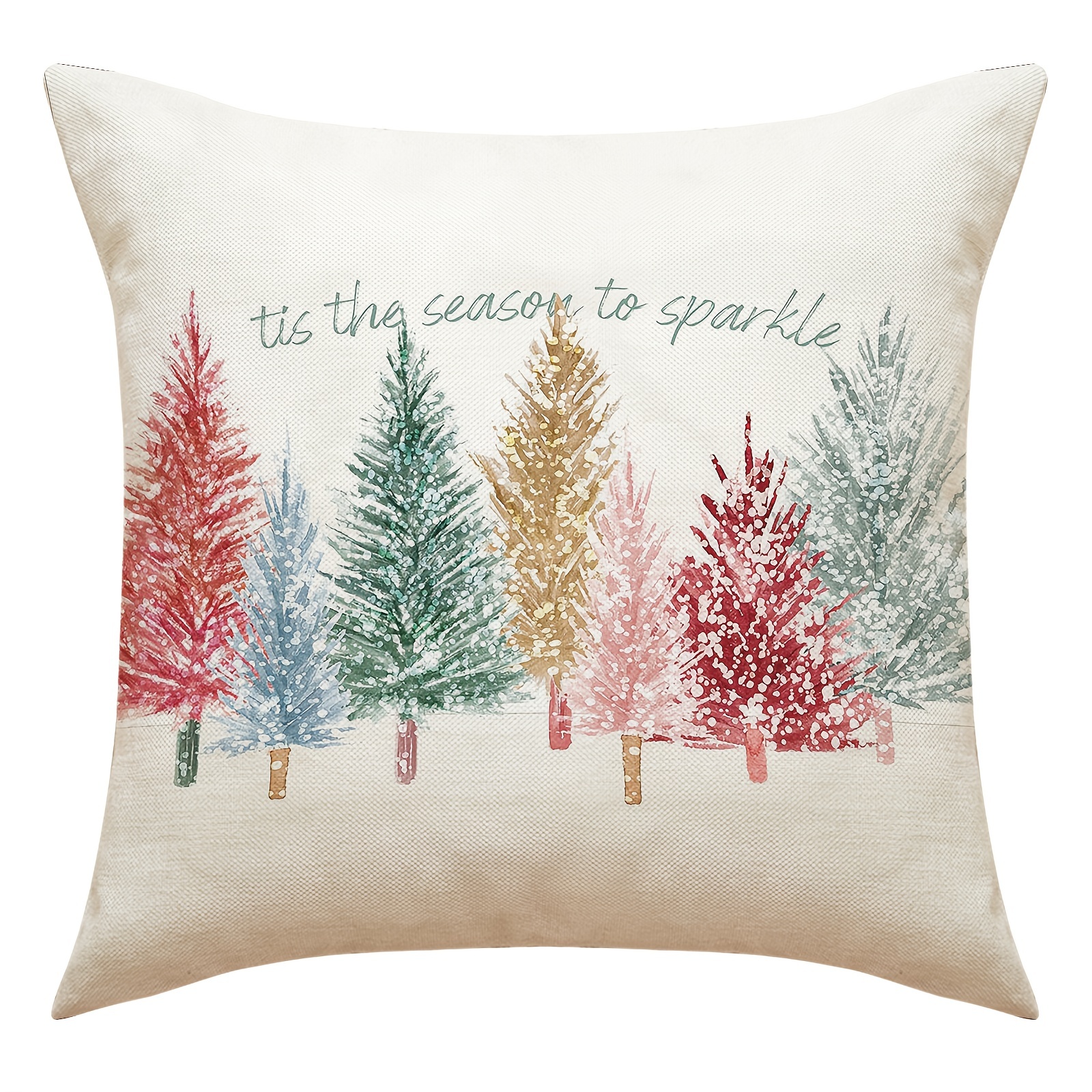 Christmas Linen Blend Throw Pillow Case, Square Cushion Case