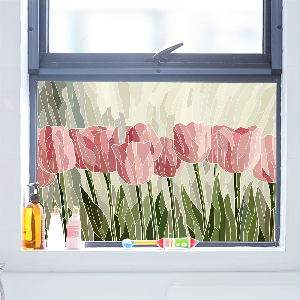 1 Pegatina Ventana Cristal Tulipán Decoración Puerta - Temu