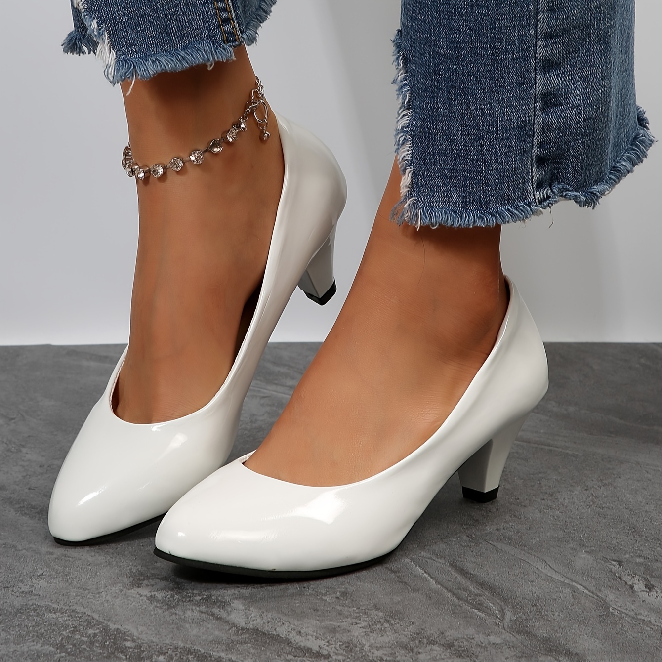 White court shoes low heel sale