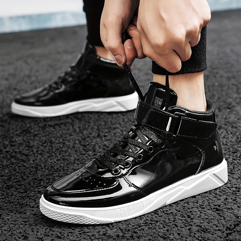 Men's High Top Lace-up Sneakers with Hook and Loop Fastener