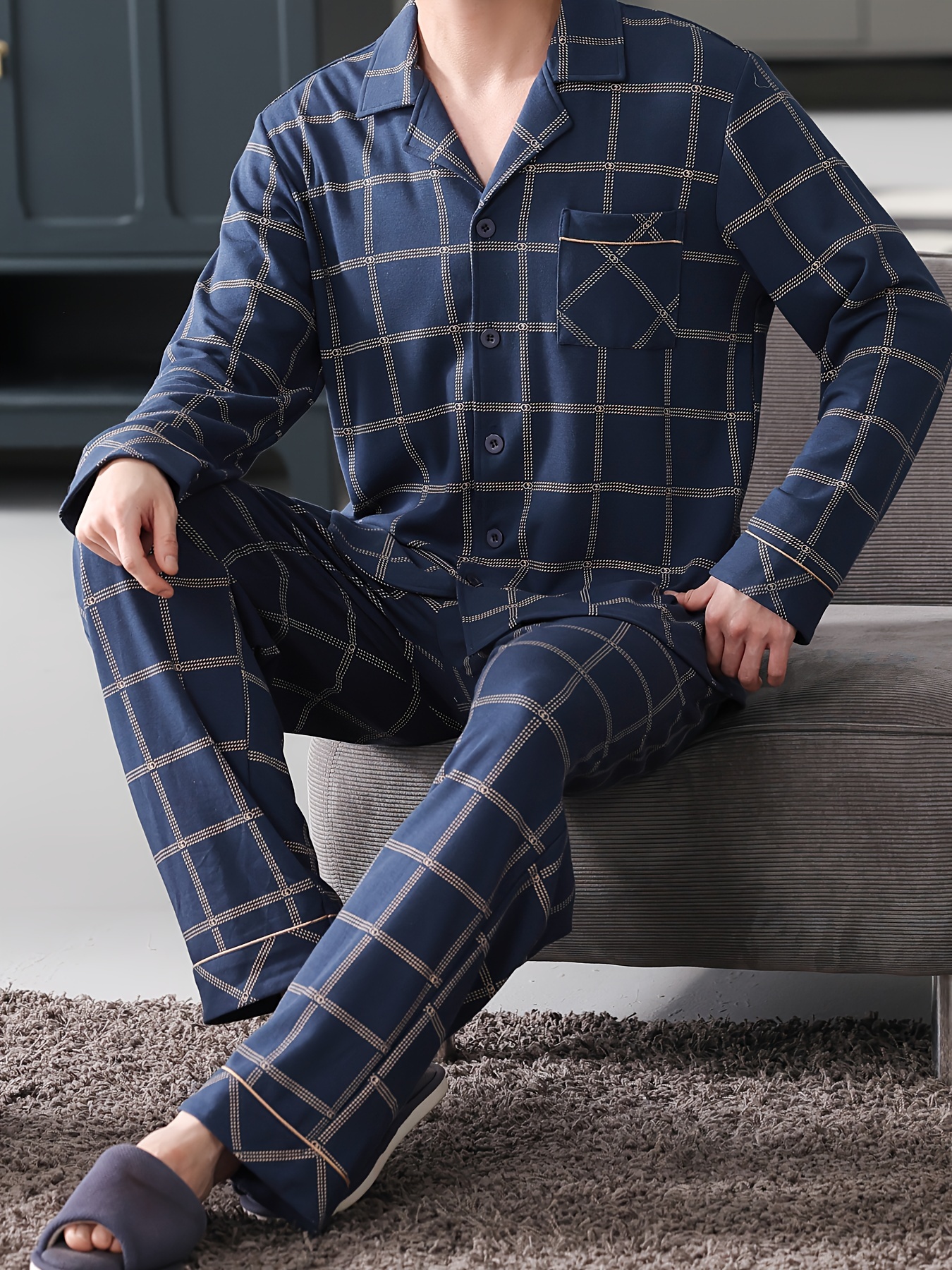 conjunto pijama hombre larga casual Temu Peru