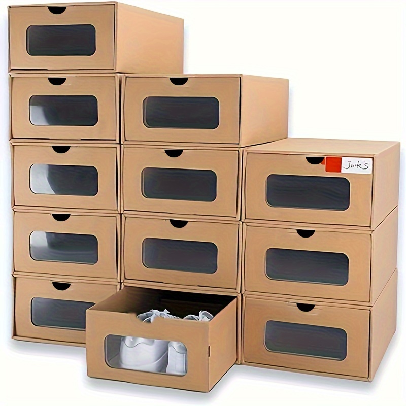 Caja de almacenamiento de zapatos de papel kraft para zapatos, caja de  exhibición de zapatos a prueba de polvo, organizador de zapatos para  entrada a