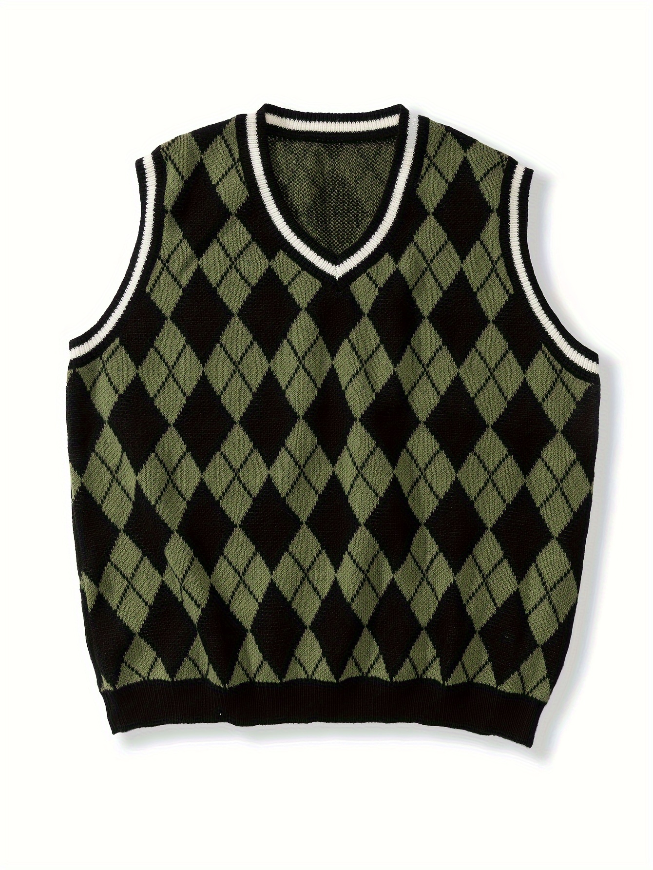 Solid Cable Knit Sweater Vest Preppy V Neck Versatile Tank - Temu