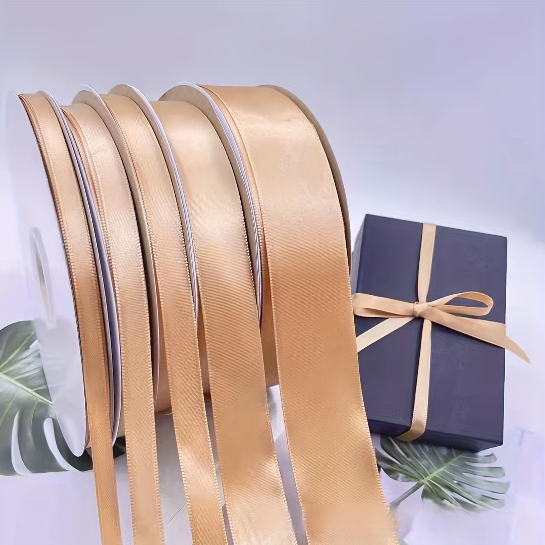 3/8 Inch Champagne Gold Polyester Satin Ribbon for Gift Wrapping 100 Yards  Hi