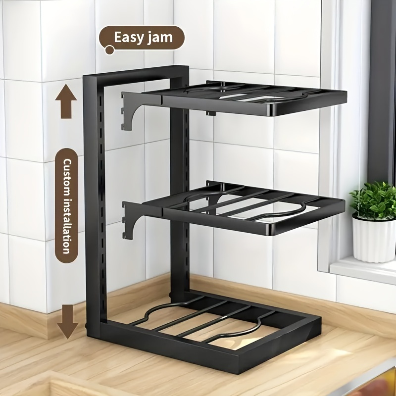 Adjustable Pot and Pan Storage Box Tier Organizer for Kitchen