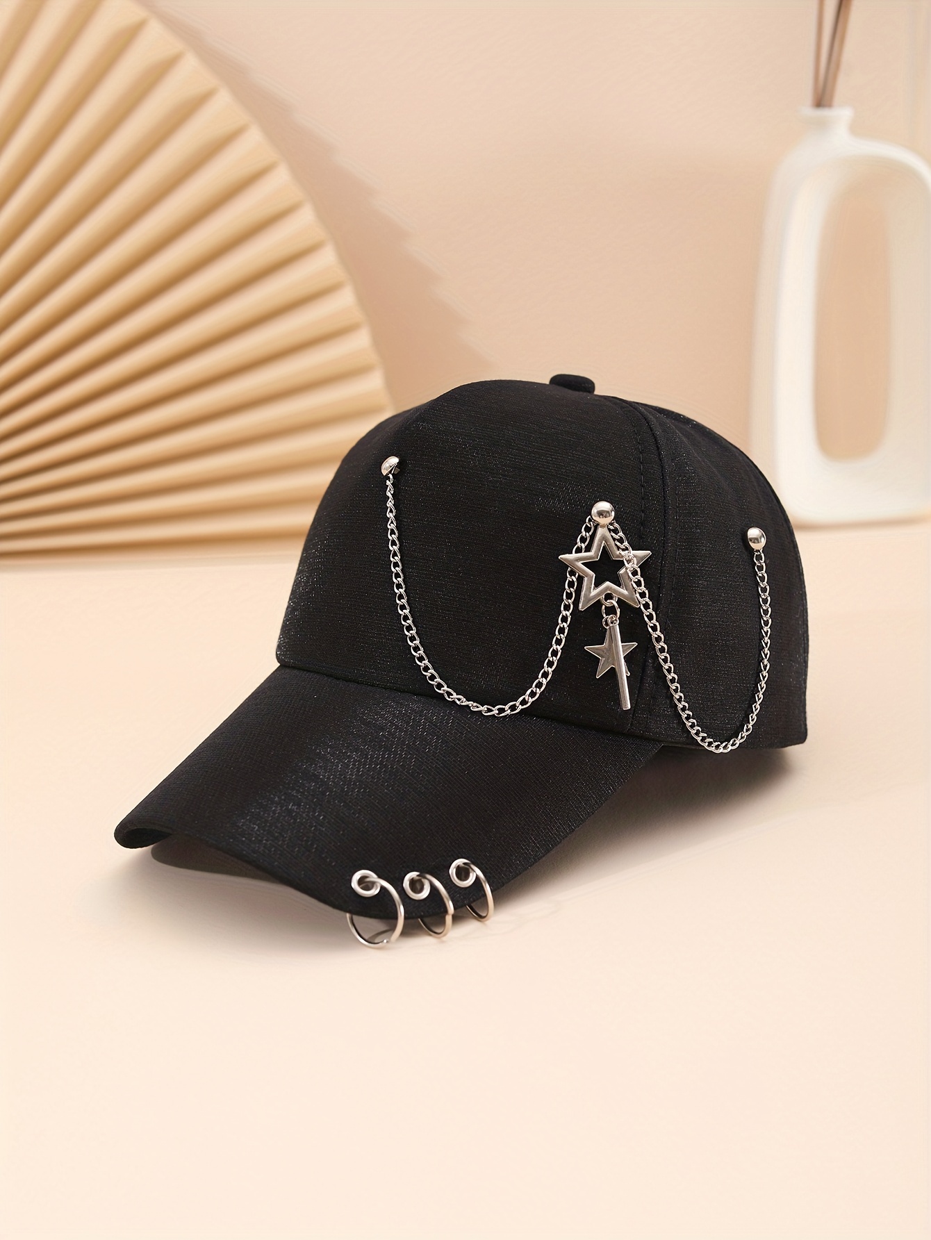 Chain Iron Ring Pendant Baseball Black Hip Hop Trendy - Temu