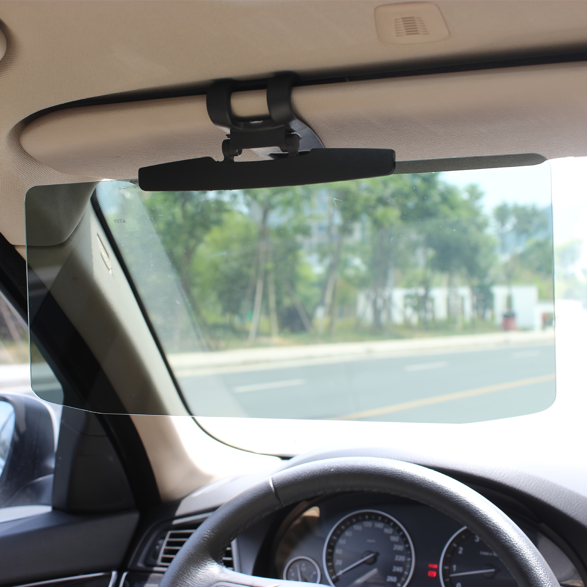 Pare-soleil de voiture, 2 en 1 jour et nuit anti-éblouissement  anti-éblouissement anti-UV HD miroir, visière pour pare-brise de voiture  Extender lunettes de nuit Viser Extender Eagle Vizor filtre UV pare-soleil  (jaune/gris) 