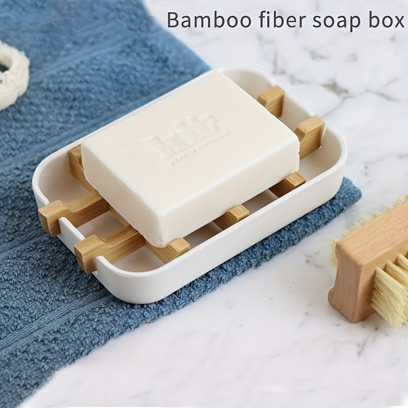 

1pc Bamboo Fiber Soap Dish, Drain Soap Tray, Simple Soap Holder, Soap Rack For Bathroom, Soap Storage Rack With Draining Design, Bathroom Accessories