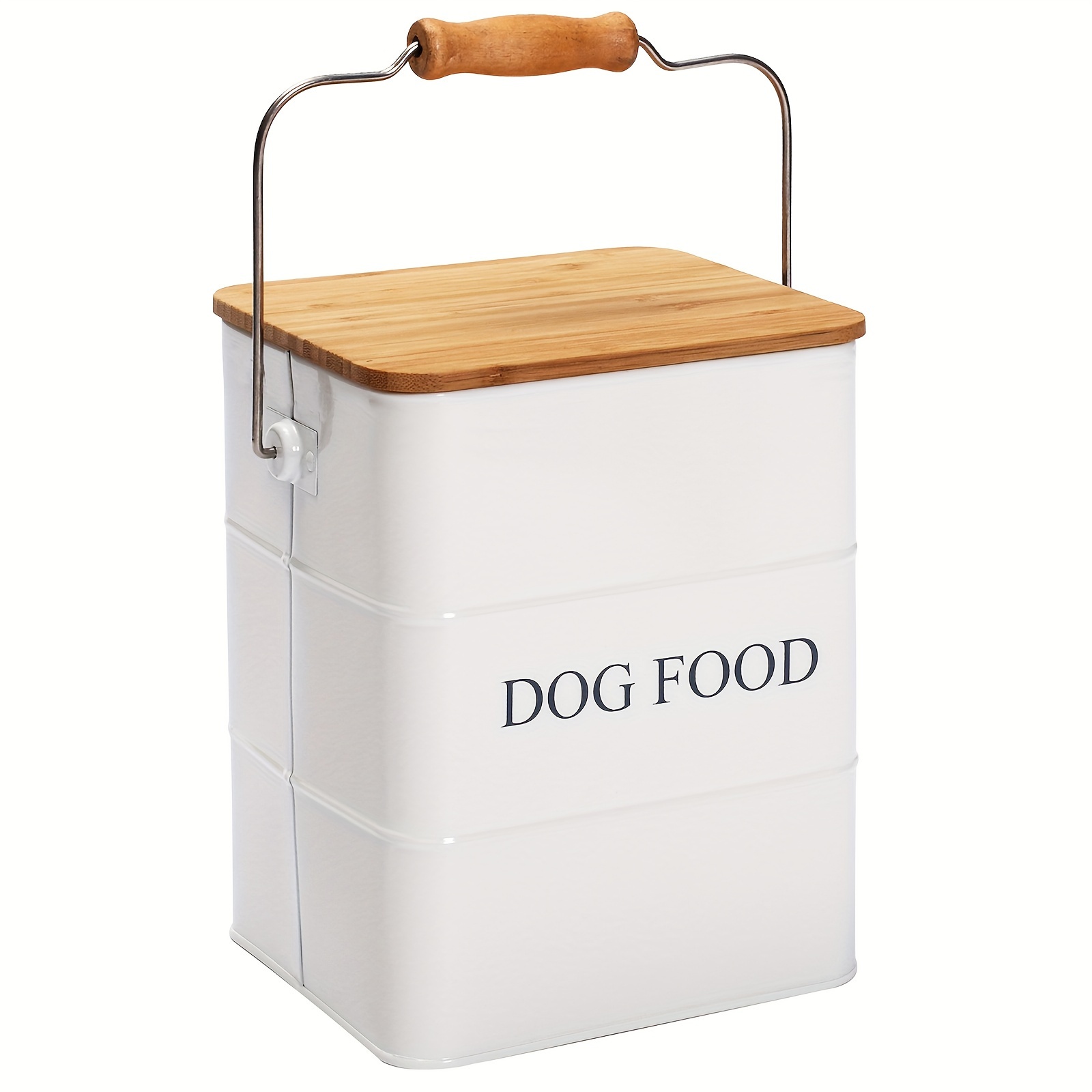 Rectangle Metal Dog Food Storage Container Airtight Wooden Temu