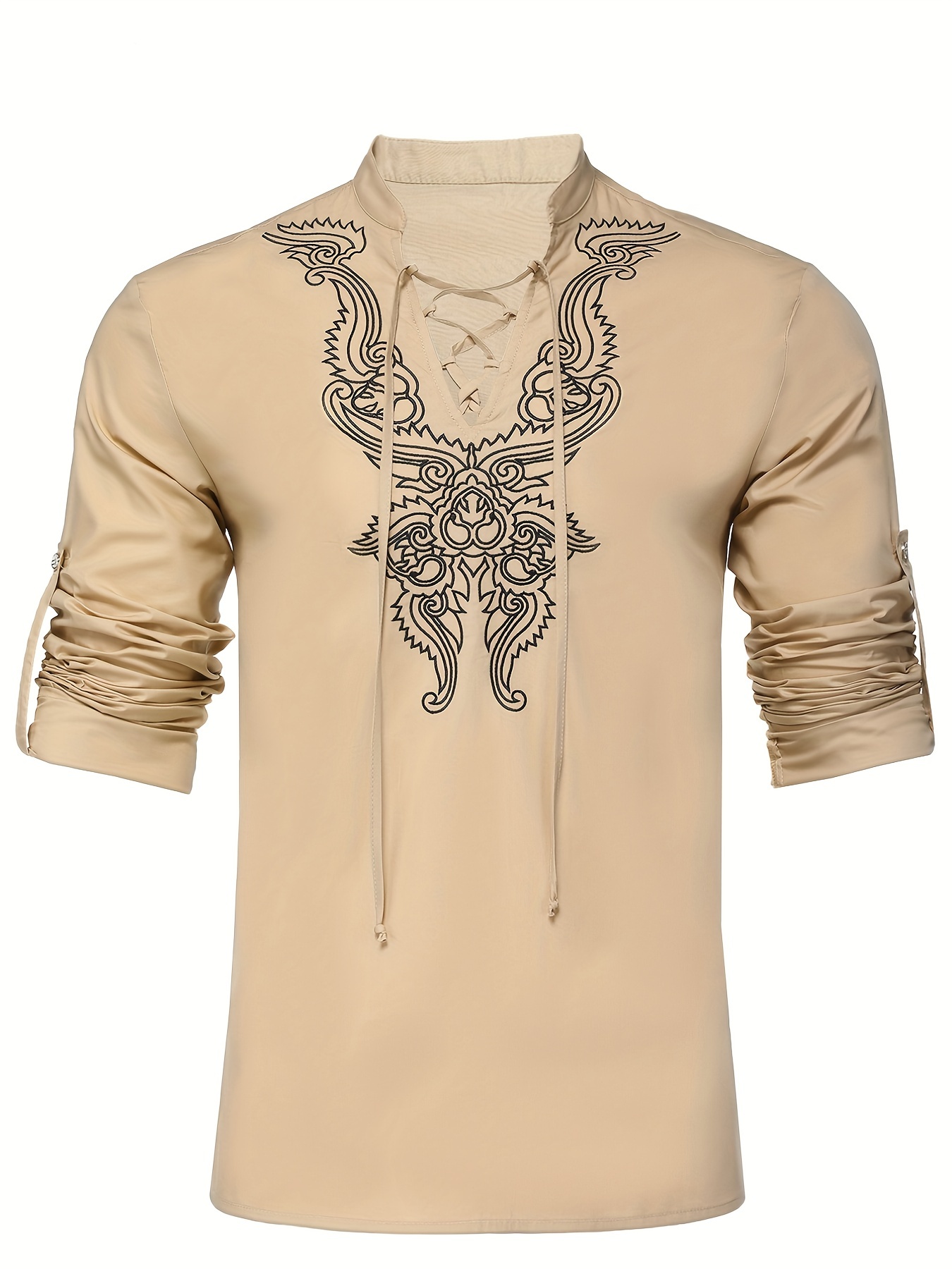 Cotton Boho Style Pattern Embroidery Men's Outfits Long - Temu