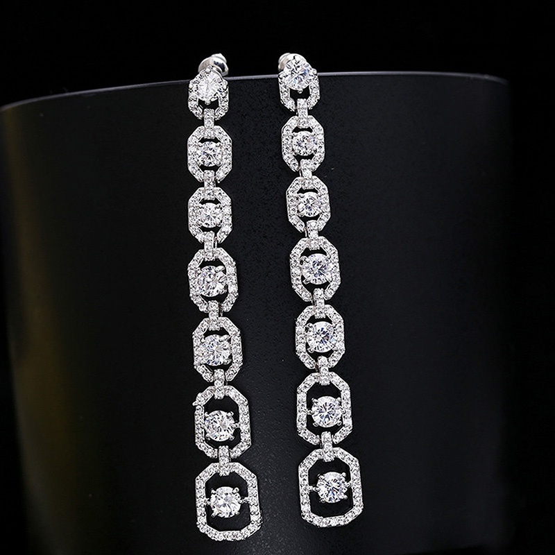 Women's Long Synthetic Zirconia Dangle Earrings, Elegant Gift