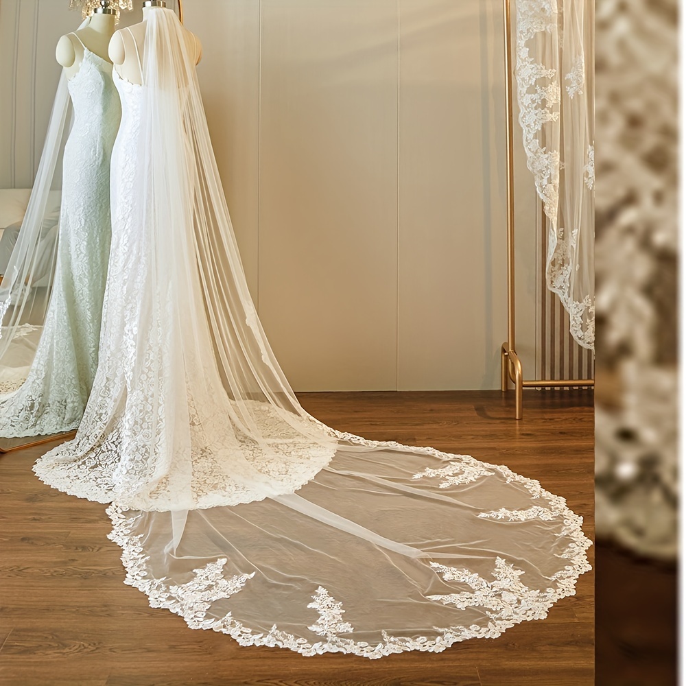 Ivory Lace Wedding Veil Cathedral Wedding Veil White Bridal Veil