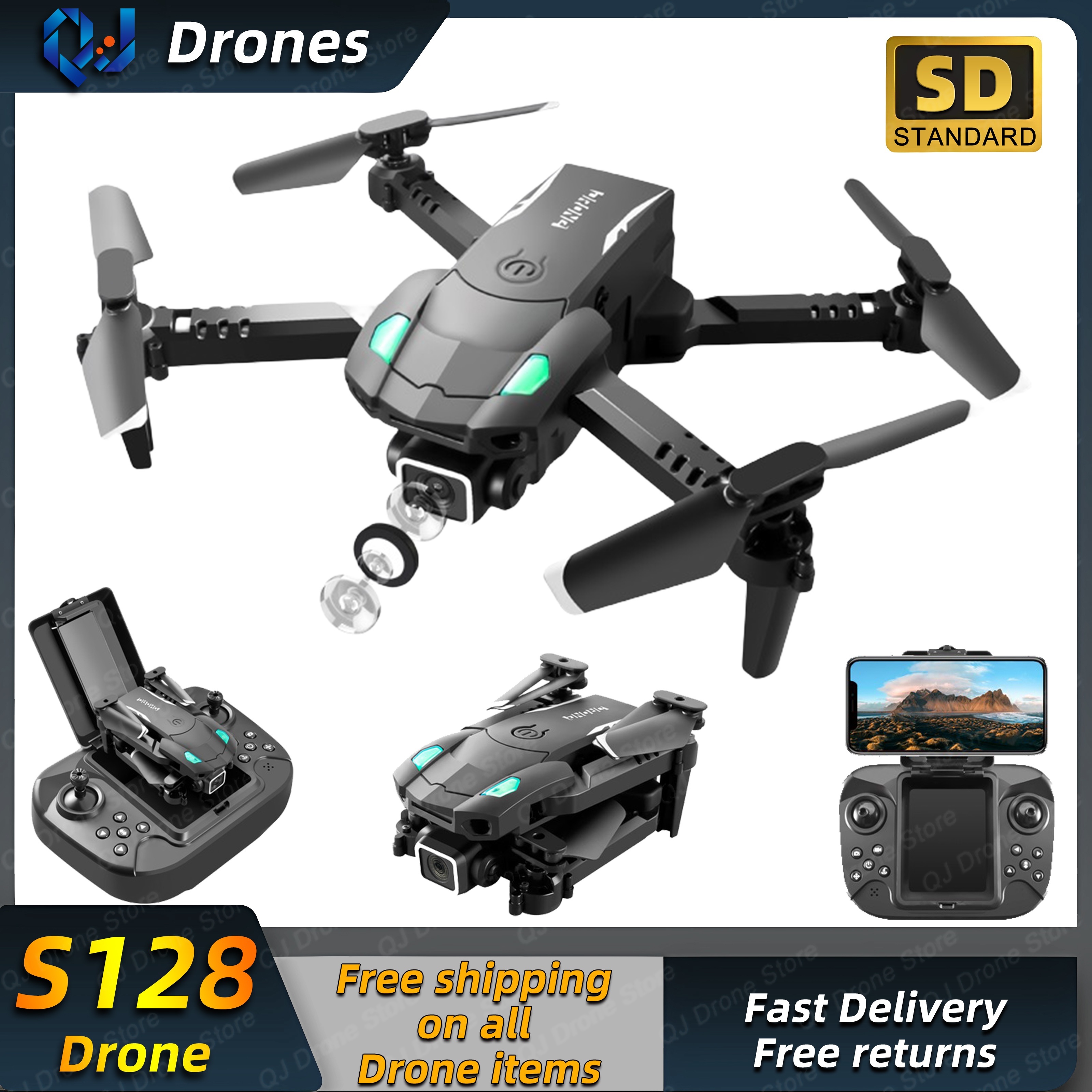  Dron de fotografía aérea mejorado con cámara 4K - Drone de  juguete de control remoto para niños - Cuadricóptero plegable con retención  de altitud, modo sin cabeza, dron con cámara para