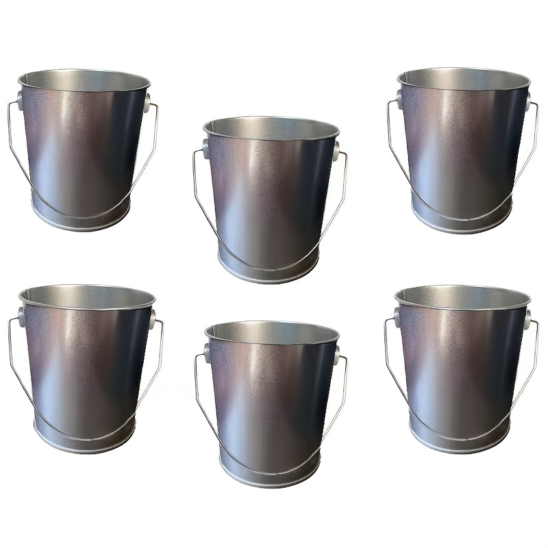 6Pcs 2x2 Small Metal Bucket Colorful Mini Buckets with Handles Black