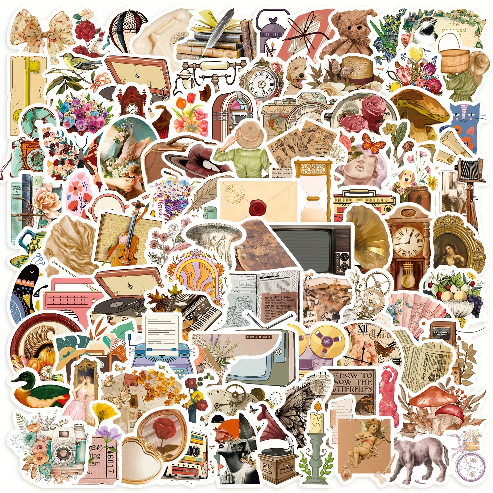  100pcs Vintage Aesthetic Stickers for Water Bottles