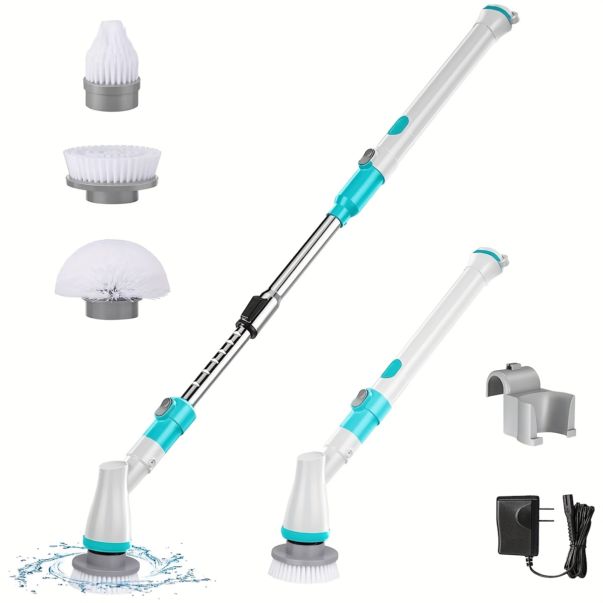 Electric Spin Scrubber With 9 Replaceable Brush Head, Power Cordless 1  Electric Cleaning Brush With Adjustable Long Handle, Rechargeable Shower  Scrubber, For Bathroom, Kitchen, Bathtub, Tile, Shower, Car, Cleaning  Supplies - Temu
