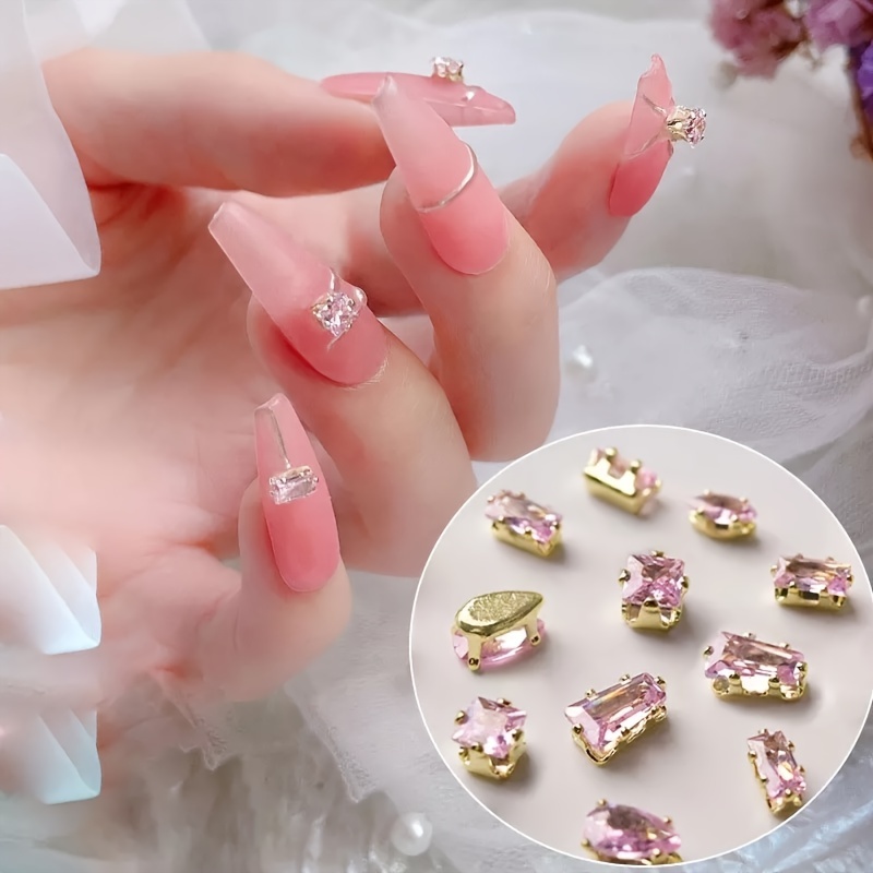 20 piezas de diamantes de imitación para uñas de color rosa, gemas para  arte de uñas