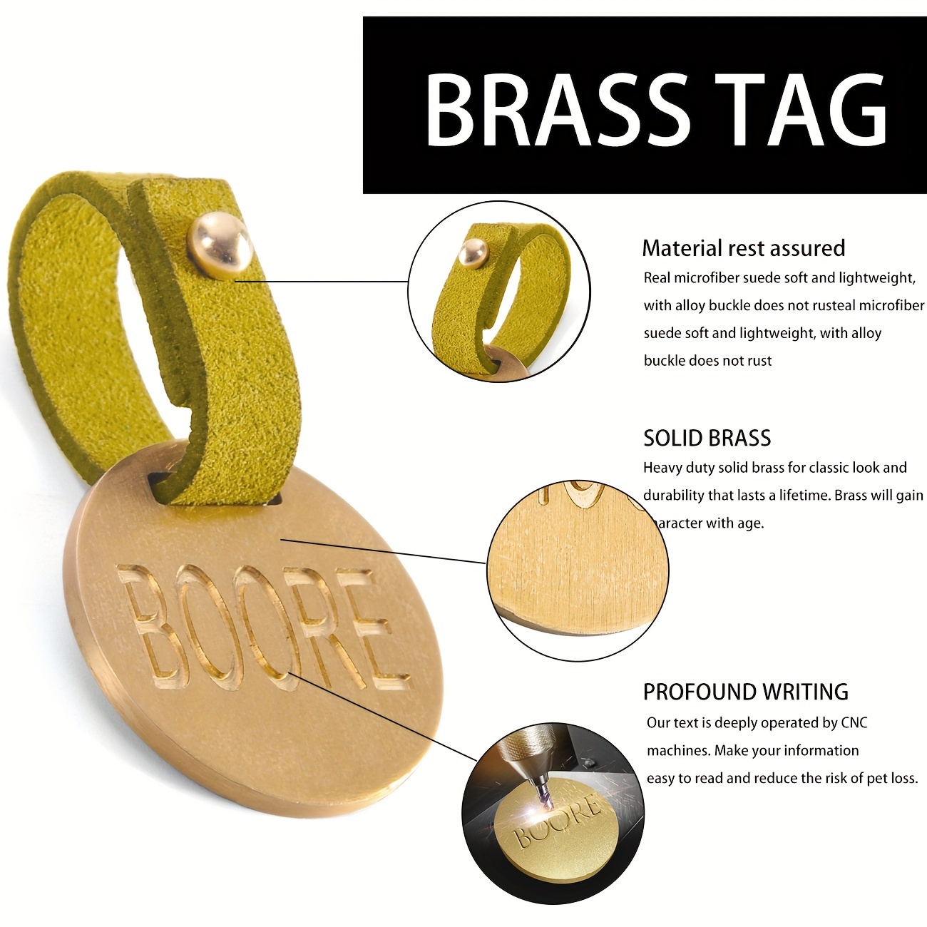 Customized Dog Tag Pet Collar Accessories Dog Round Brass - Temu