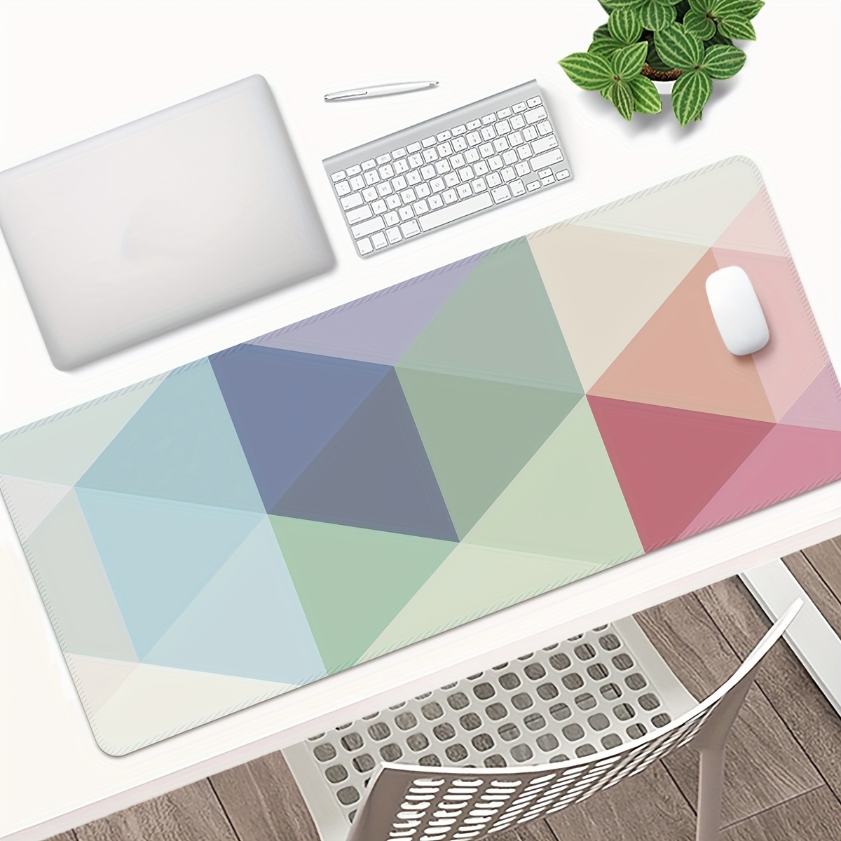 Geometric Shape Office Desk Pad Thick Edge Mouse Pad