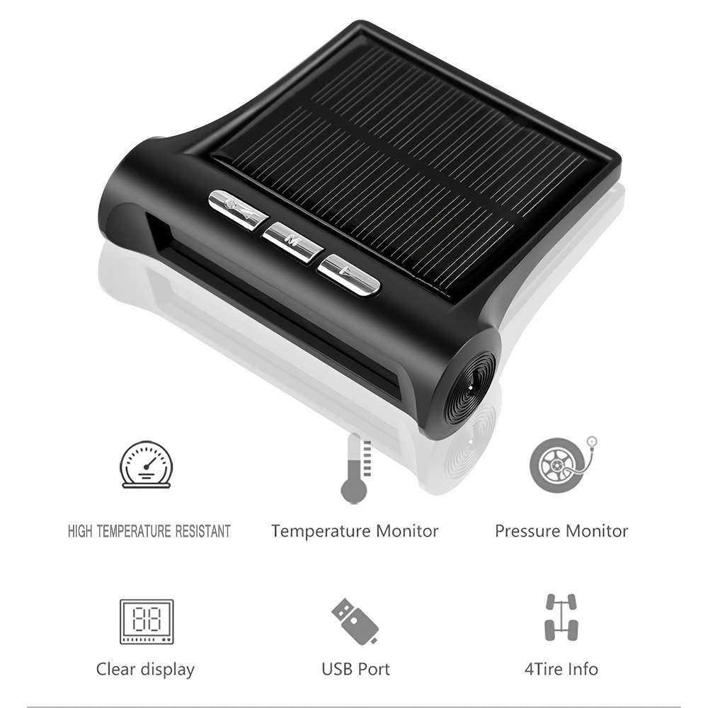 Système surveillance pression pneus LCD TPMS USB sans fil + 4 capteurs  externes