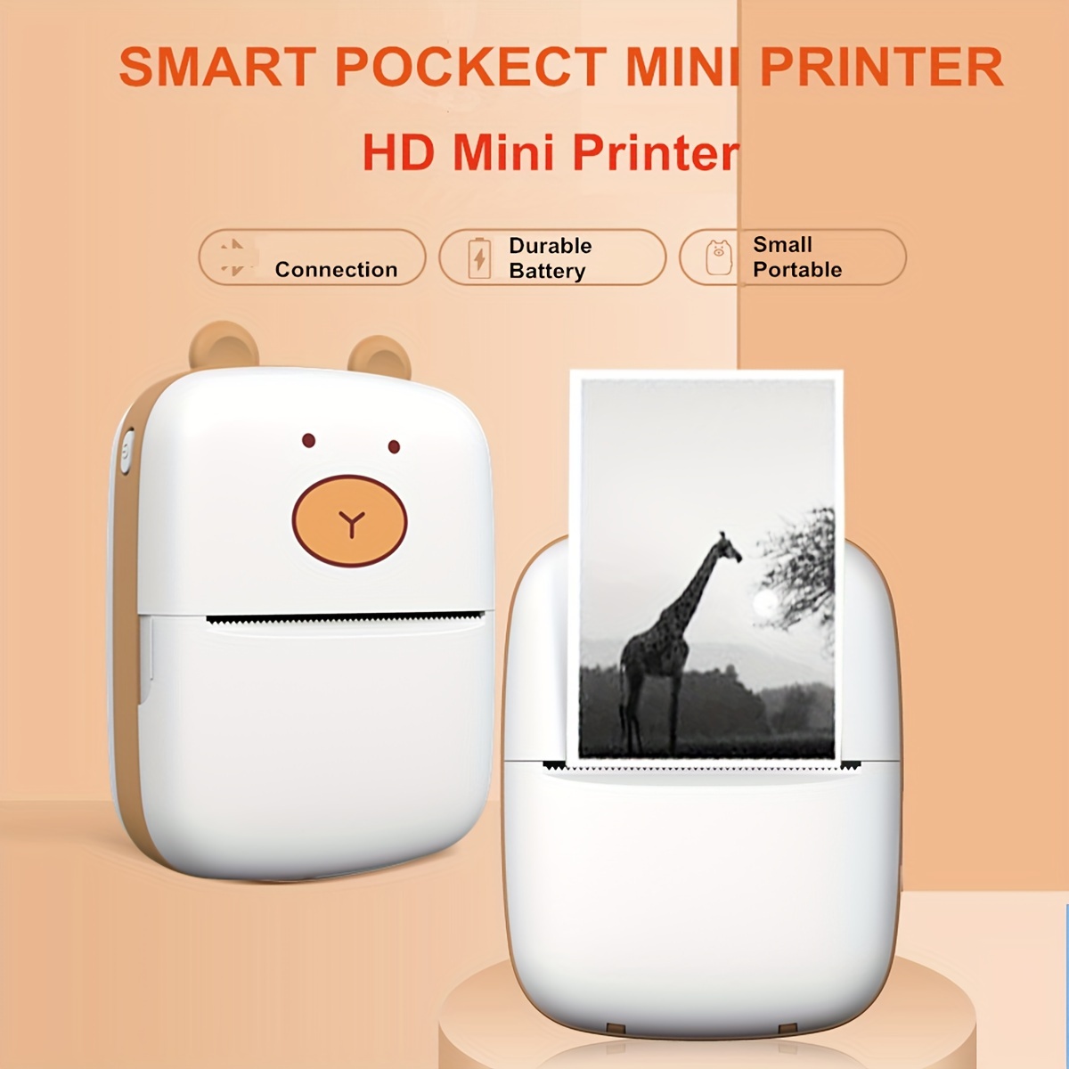 Mini Pocket Printer, Stampante Termica Wireless BT Per Foto Ricevute Note  Memo Etichetta Stampante Portatile Senza Inchiostro Regalo