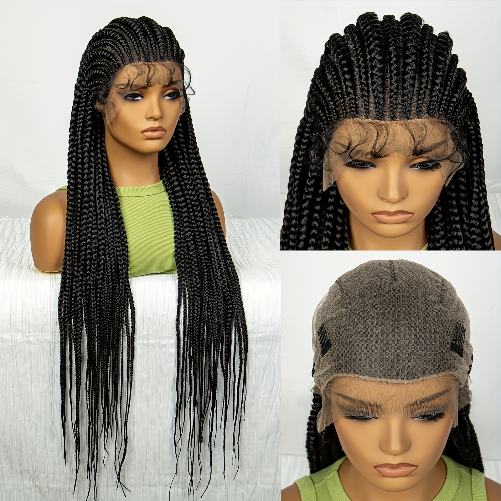 13*9 Lace Front Box Braided Wigs Women Natural Lace Frontal - Temu
