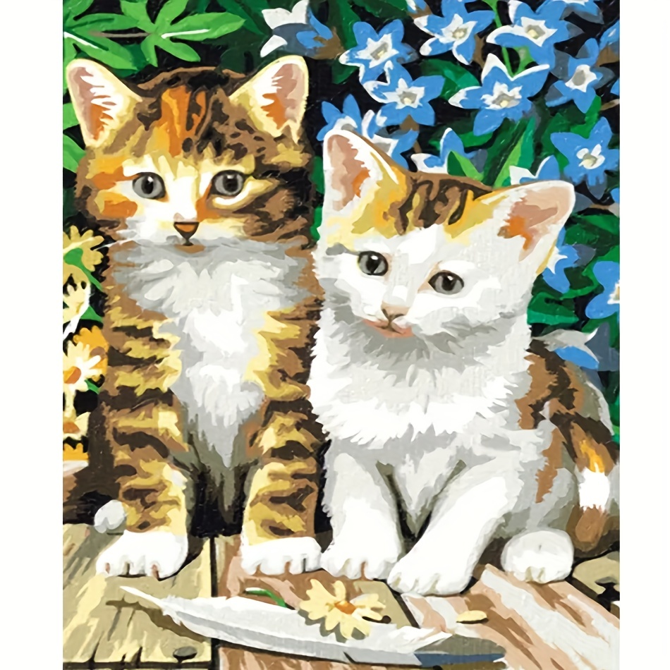 Colorful kitten - Paint by Numbers Kit for Adults DIY Oil Painting Kit on  Canvas