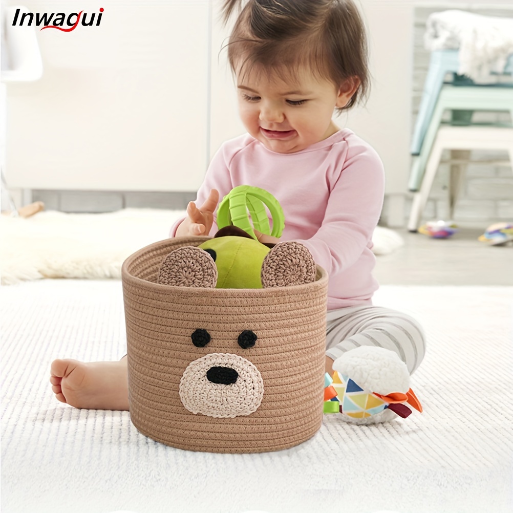 Cute Smiley Cotton Rope Woven Basket Storage - Peachymart