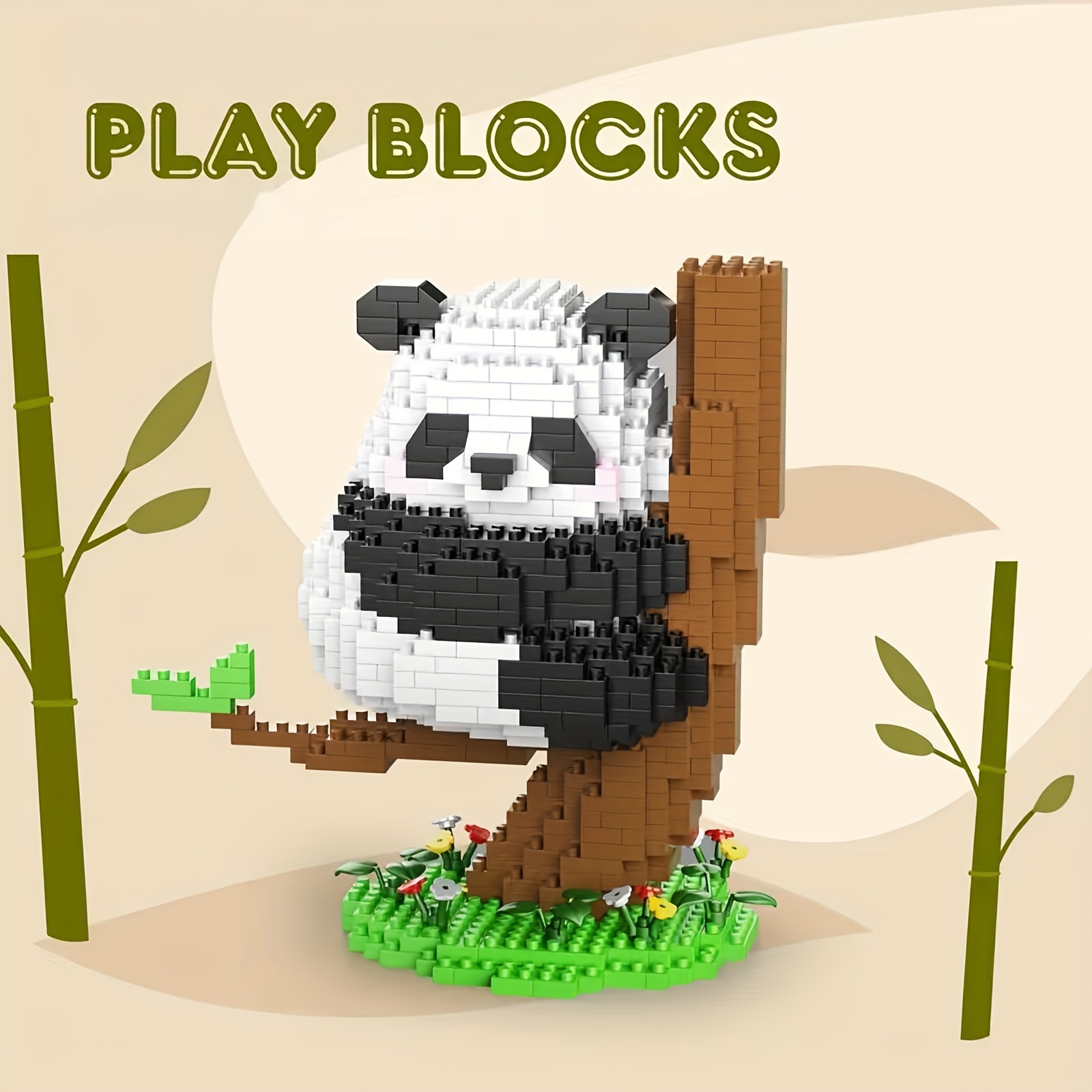 Kawaii Panda Life Micro Building Blocks Cute Animal Model Huahua