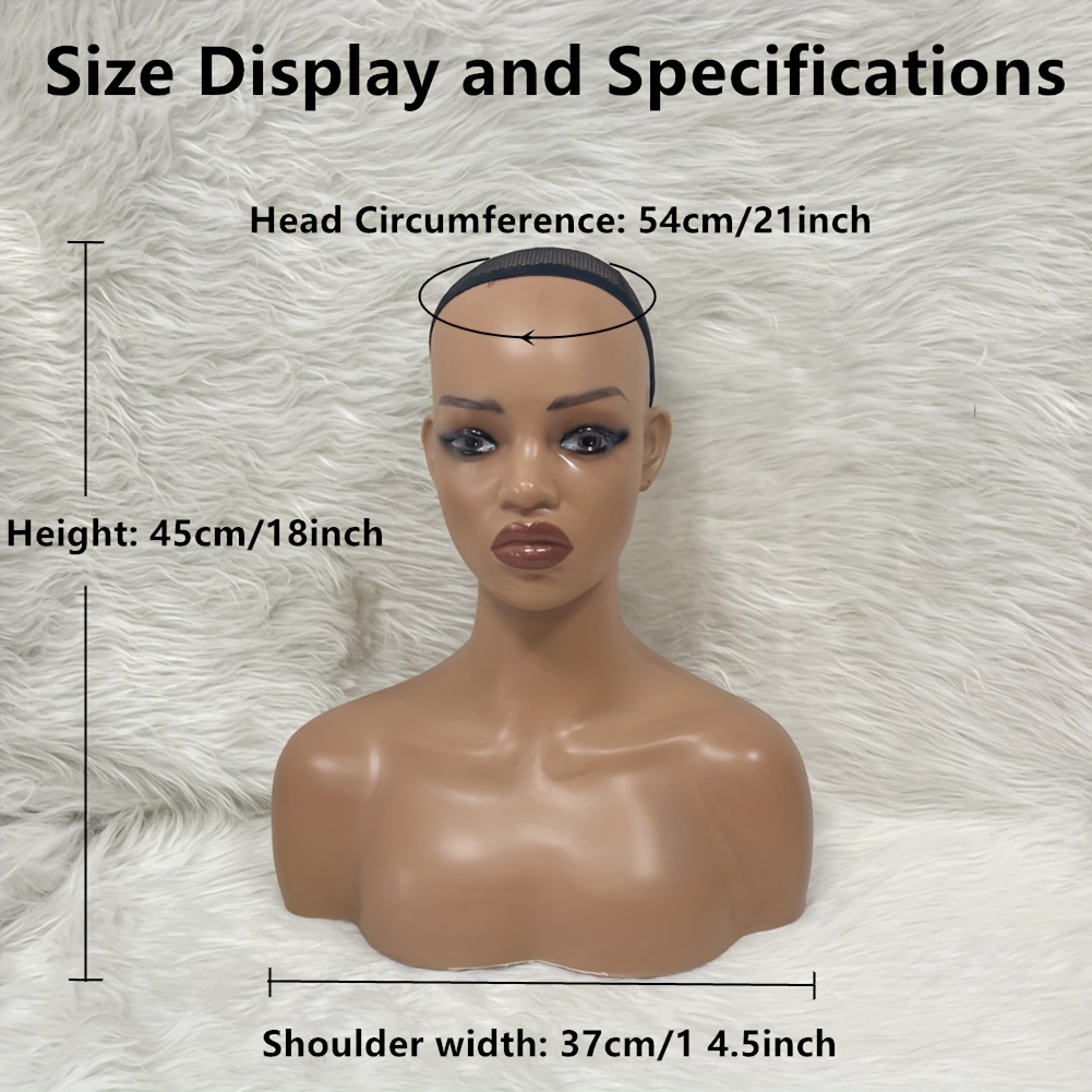 Female Mannequin Head 18inch with Shoulder for Wigs Making Display