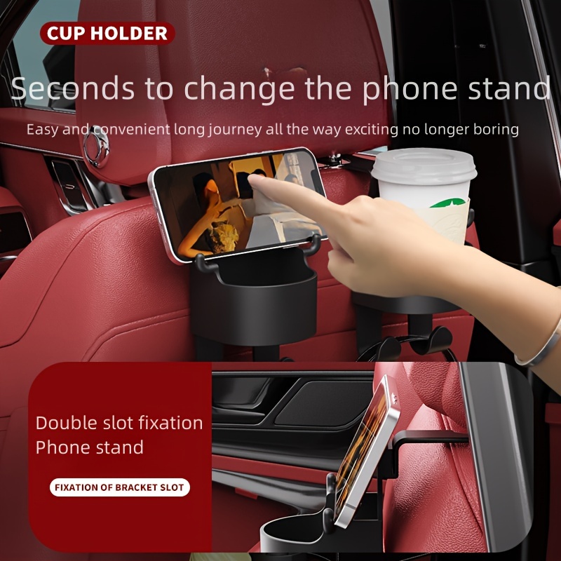Car Cup Holder With Hooks Seat Back Beverage Cup Storage - Temu