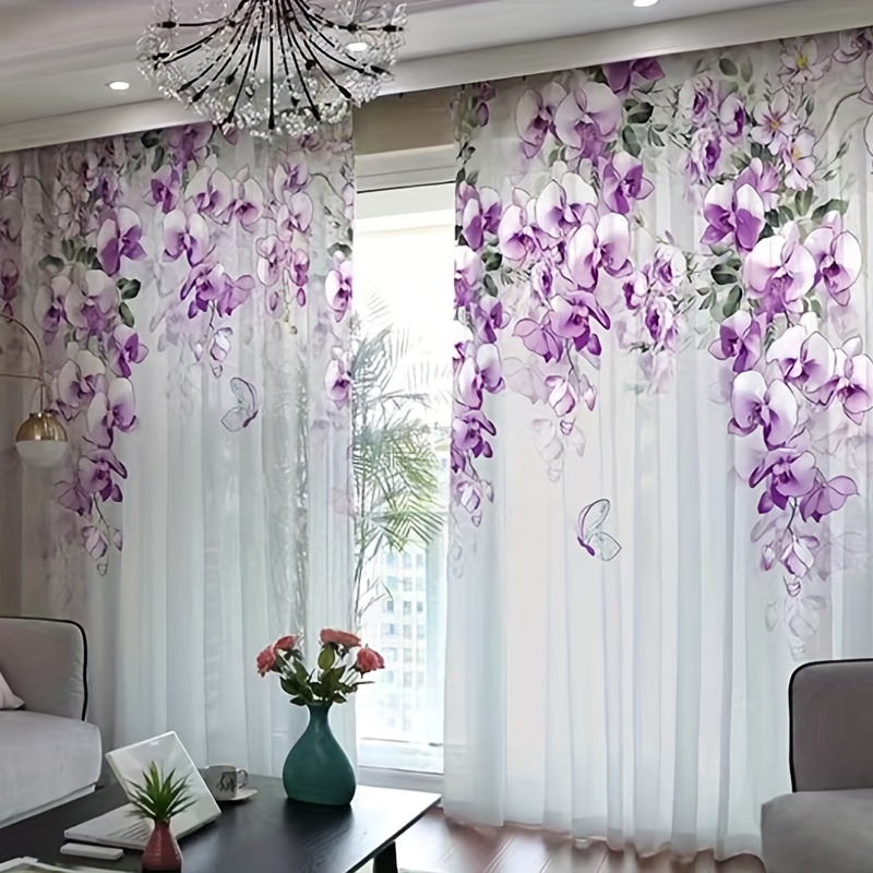- Fensterdekoration Germany 1 Garnvorhang für Stk. Blumenmuster Temu mit