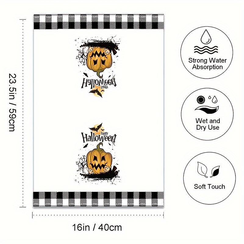 2pcs Halloween Hand Towels Pumpkin Ghost Pattern Square Dish - Temu