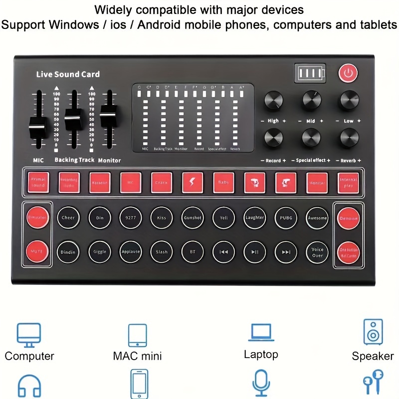 X60l Tarjeta Sonido En Sitio Mezclador Audio Portátil - Temu