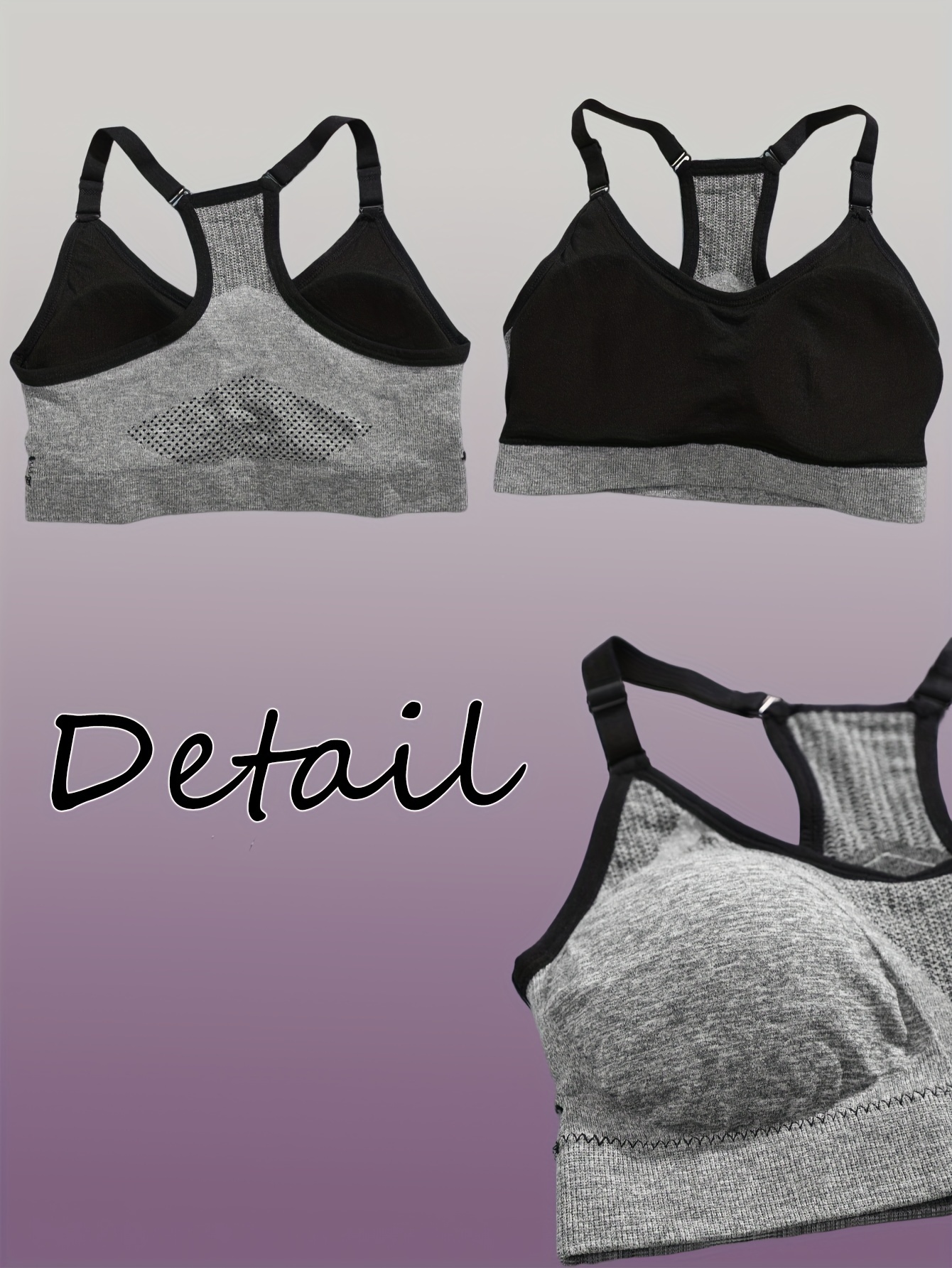 3pcs Wireless Sports Bras Push Up Running Workout Bra Women's Lingerie