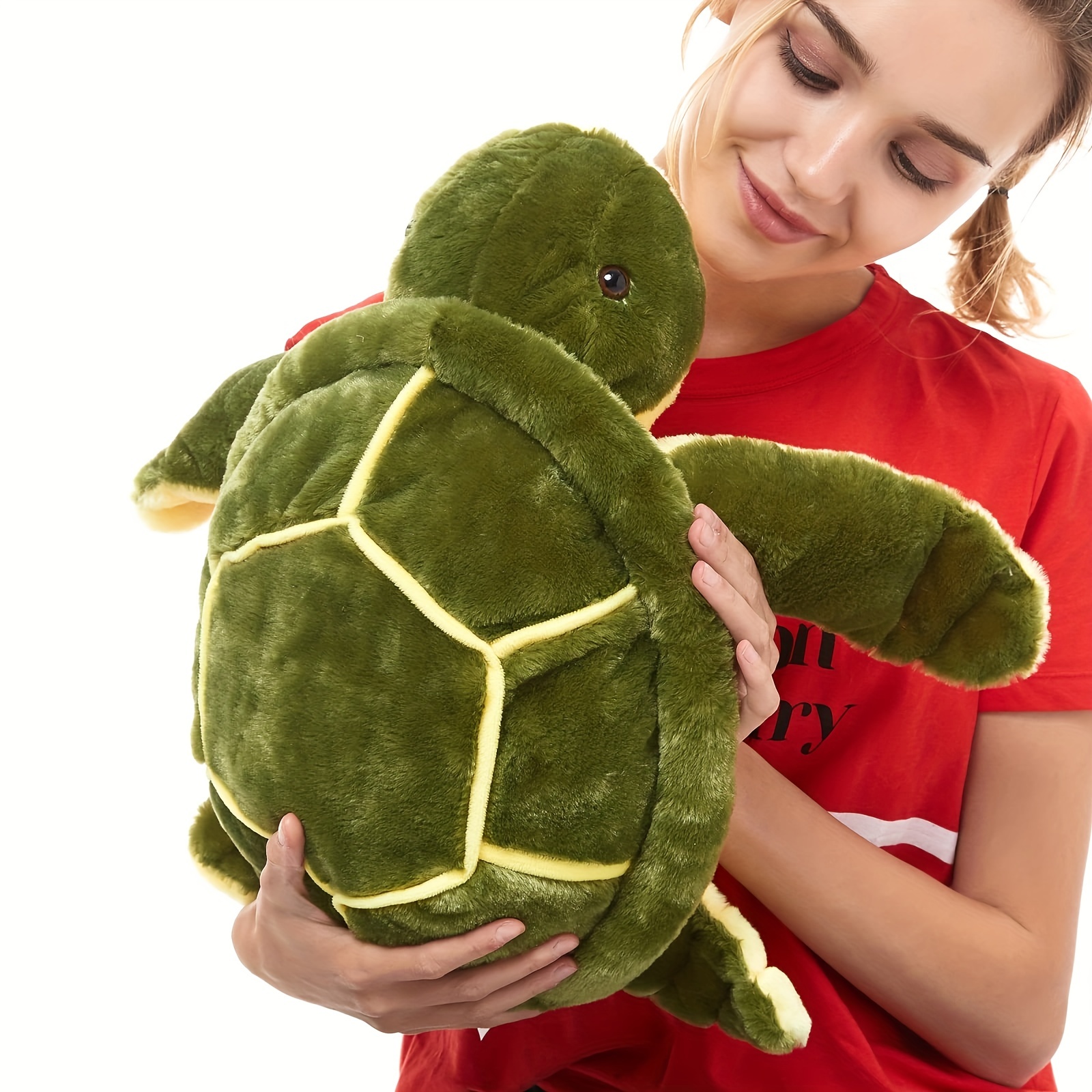 Peluche en forme de coquille de tortue rouge, jouet portable