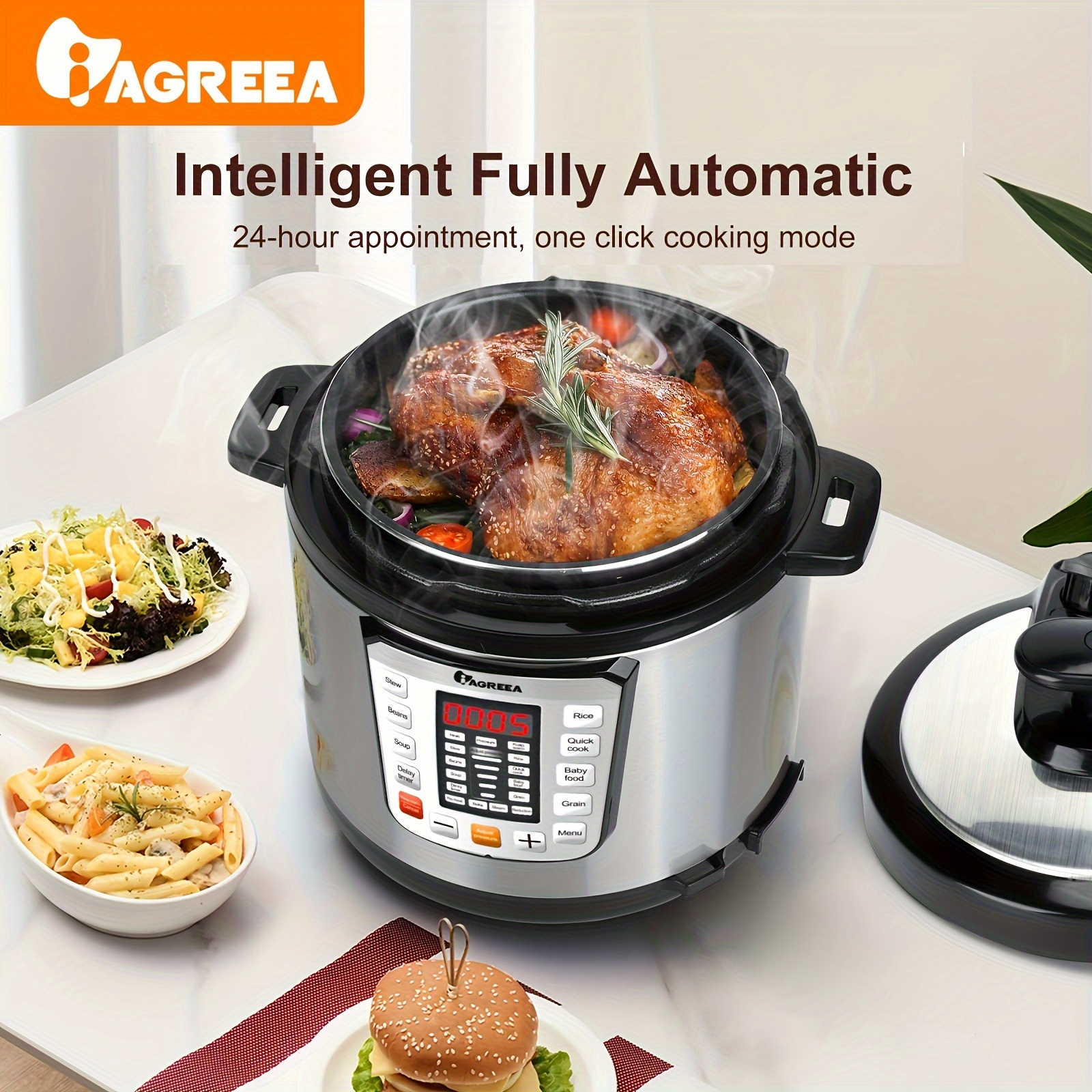 YOLLNIA Commercial Large Rice Cooker & Food warmer | 13.8QT/65 Cup cooked  rice | Non-stick Inner Pot |Auto Warmer Mode |1350W Fast Cooking