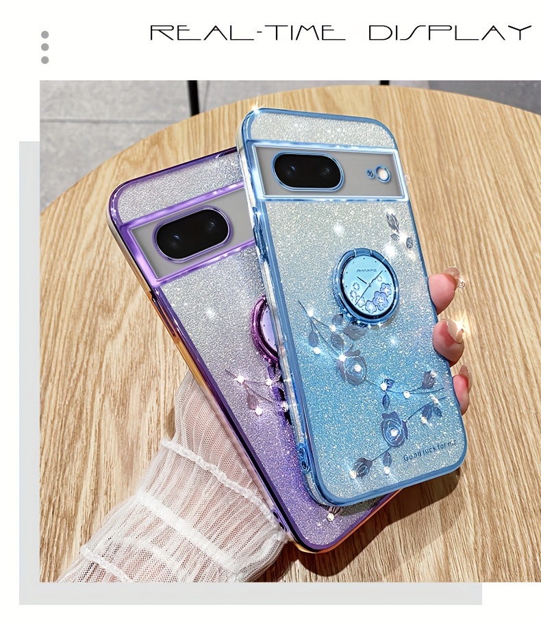 For Google Pixel 6a Case Glitter Ring Phone Cover w/ Screen
