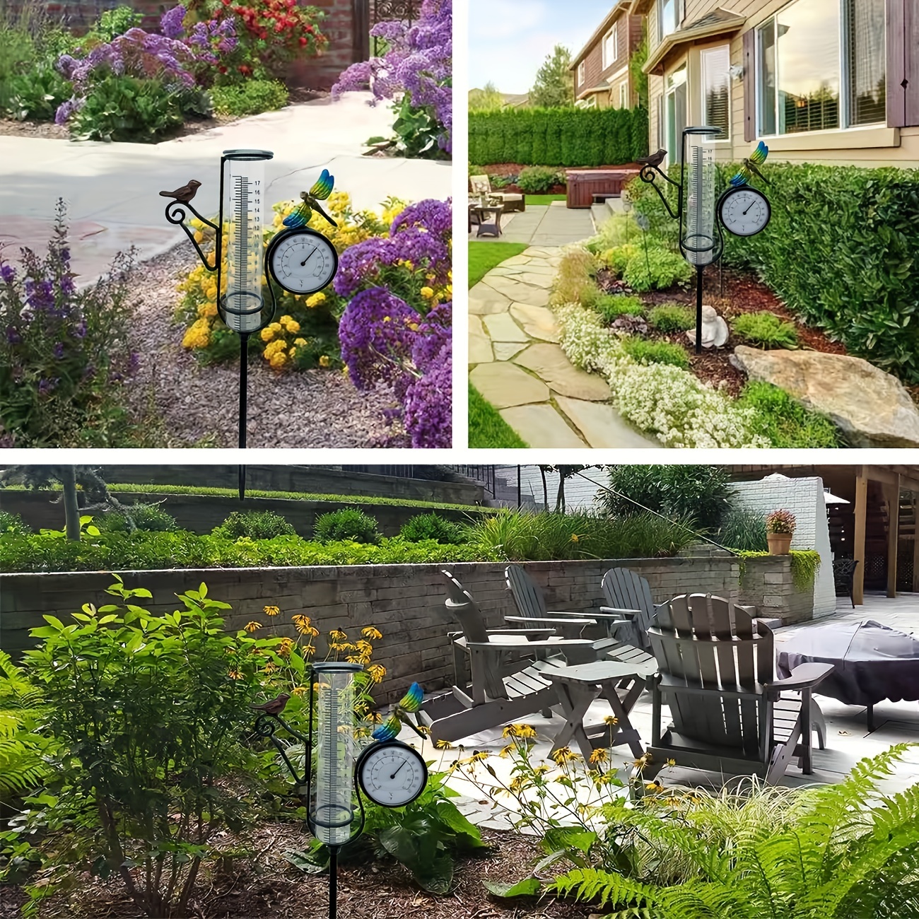 Bird & Dragonfly Art Rain Gauge Outdoor, With Thermometer Rain Gauge, Metal  Frame Accurate Rain Gages Outdoors Large Numbers, Suitable For Garden,  Courtyard, Lawn Decoration - Temu