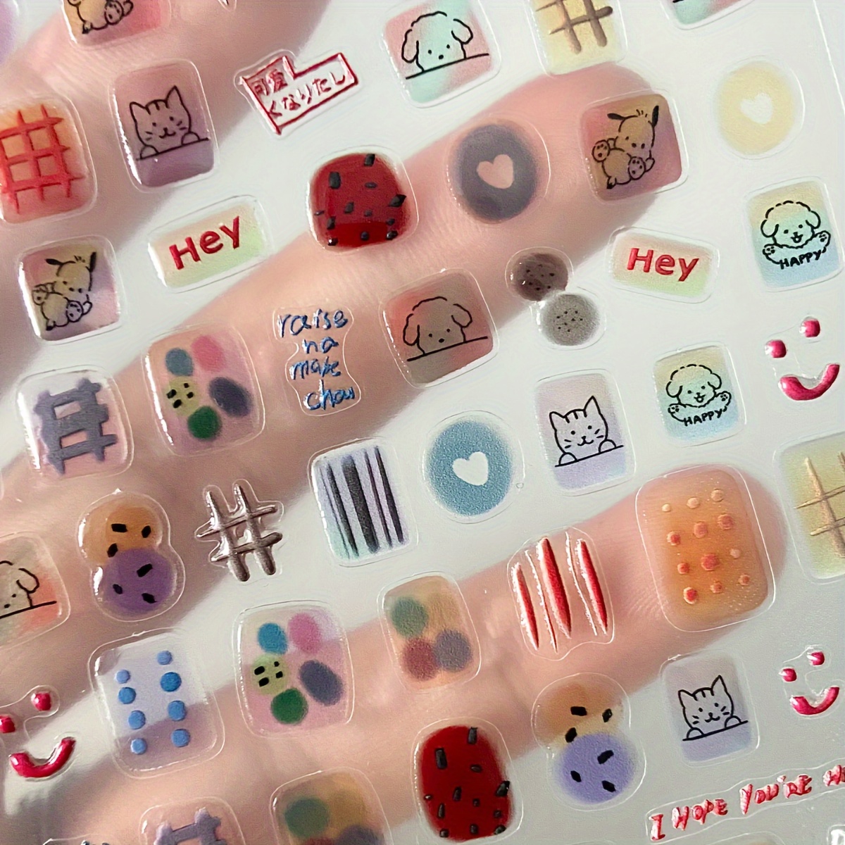 

5d Embossed Jelly Nail Art Stickers, Cartoon Dog Design Nail Art Decals For Nail Art Decoration, Self Adhesive Nail Art Supplies For Women And Girls