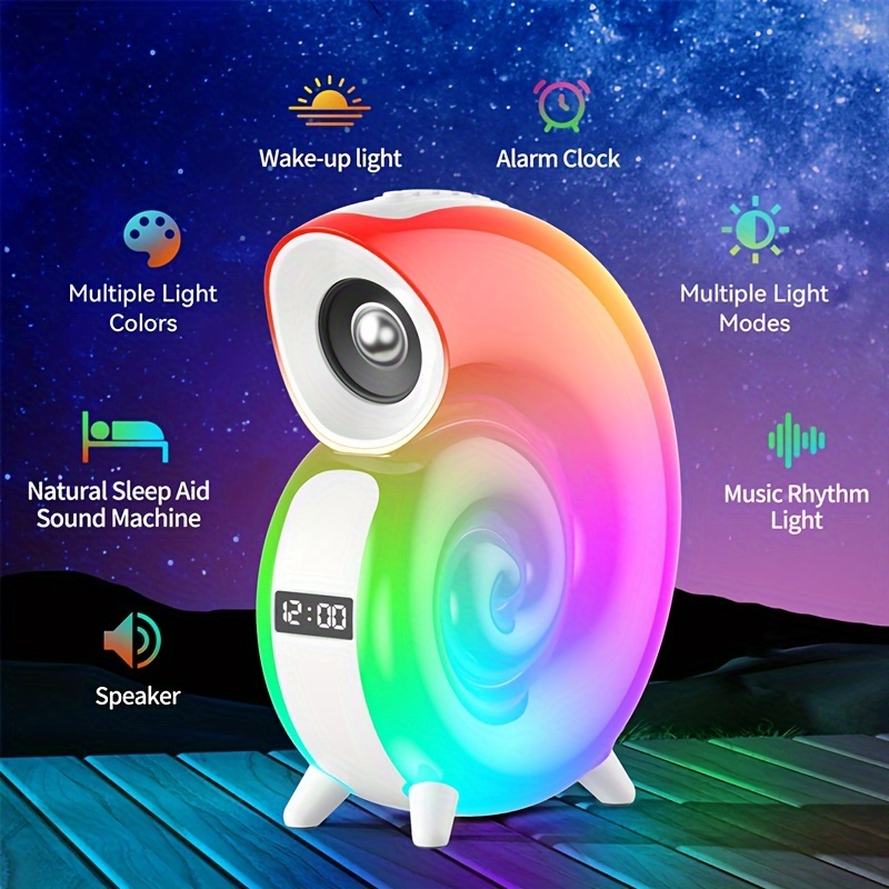 Station de charge rapide sans fil 10W, réveil au lever du soleil, lumière  de réveil, haut-parleur Bluetooth, lumière ambiante colorée RGB, lampe de  nuit d'ambiance – les meilleurs produits dans la boutique