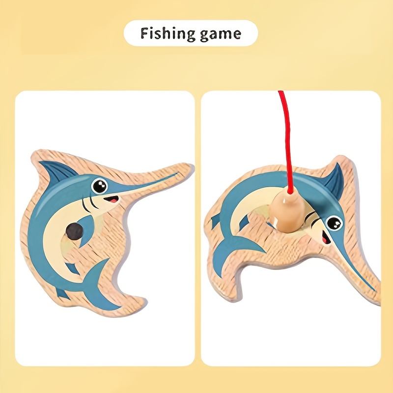 1PC Wooden Magnetic Fishing Toys For Baby, Cartoon Marine Life